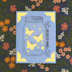 Card with butterfly design and 'Believe in Magic' text on a floral background