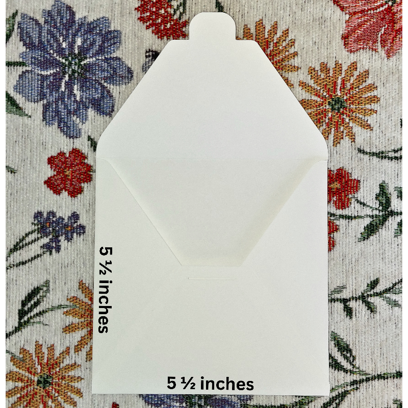 White envelope with floral patterned background