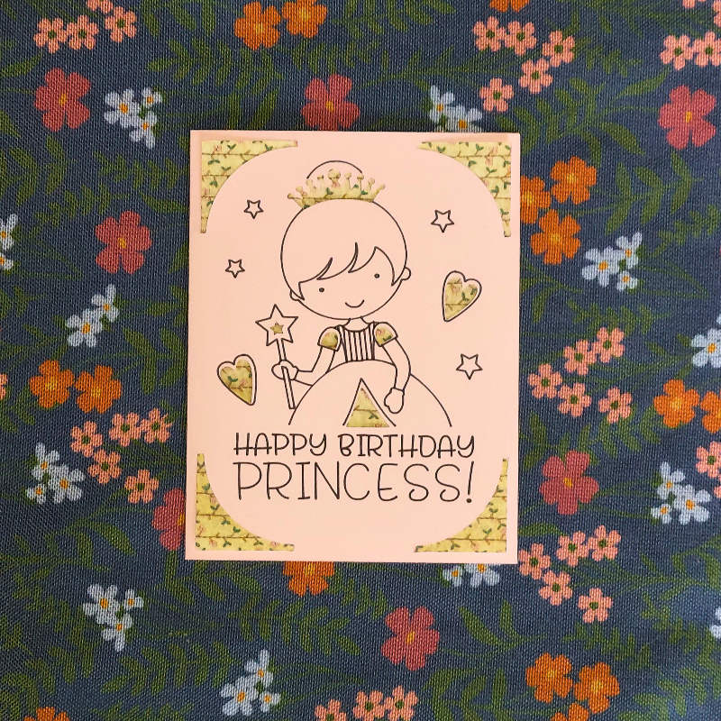 Birthday card for a princess with floral background
