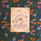 Birthday card for a princess with floral background
